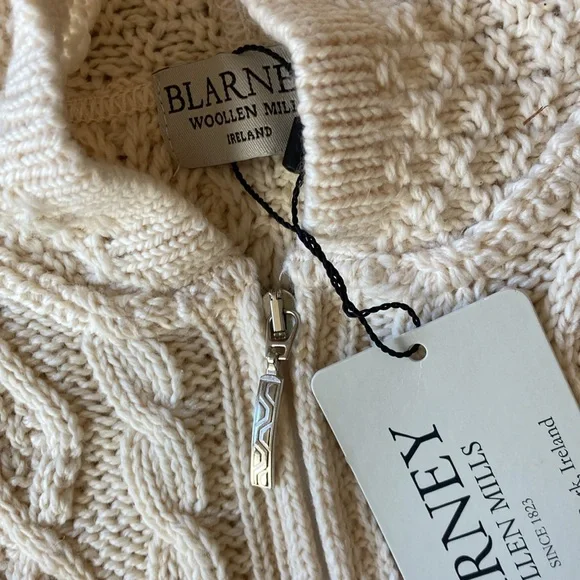 Blarney Aran Zip Hoody Wool Sweater - Picture 2 of 4